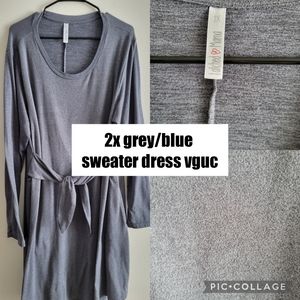 Latched Mama Gray Blue Long Sleeve Sweater Dress